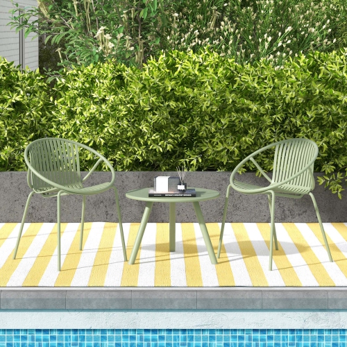 Costway 3 Pieces Bistro Set All Weather PP Patio Conversation Set with Round Coffee table