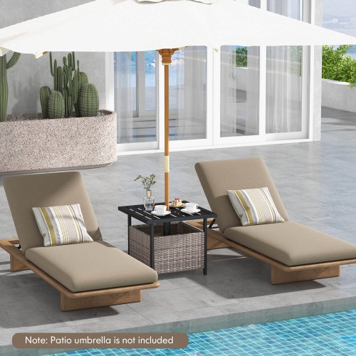 Costway Rattan Wicker Steel Side Table Outdoor Furniture Deck Garden Patio Pool