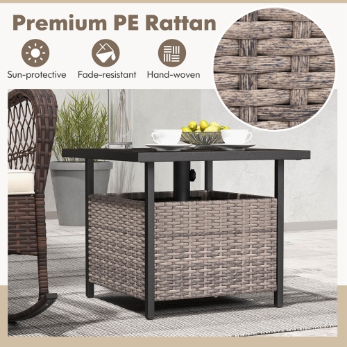 Costway Rattan Wicker Steel Side Table Outdoor Furniture Deck Garden Patio Pool