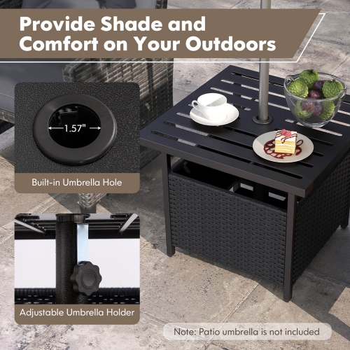 Patio avec table d'appoint en osier de résine de Costway pour patio et terrasse