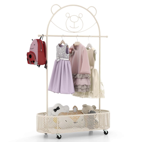 Costway Kid Clothes Rack with 3 Adjustable Heights Home Freestanding Clothes Rack