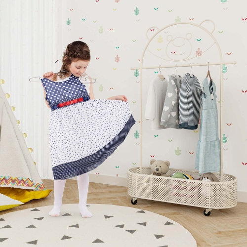 Costway Kid Clothes Rack with 3 Adjustable Heights Home Freestanding Clothes Rack