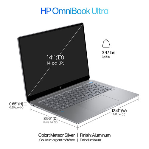 Portable écran tactile 14 po gén. IA OmniBook Ultra de HP - Argent météore