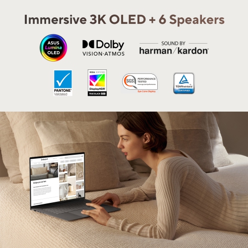 ASUS Zenbook S 16 ultrathin laptop, ASUS next-level AI PC 16" 3K 120Hz OLED Touchscreen / AMD Ryzen AI 9 365 / 24GB Memory / 1TB SSD / Wi-Fi 7 /