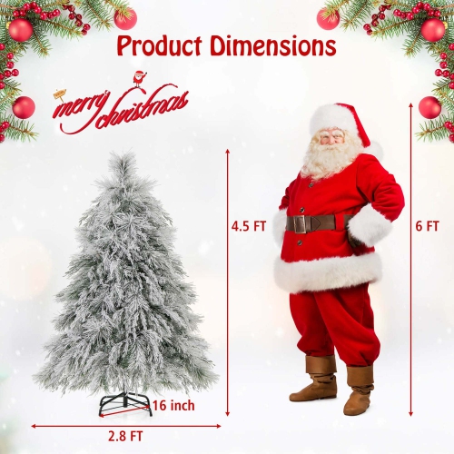 Costway 4.5 FT Pre-Lit Artificial Christmas Tree with 279 PVC & Pine Needles & PE Tips