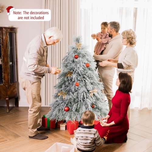 Costway 4.5 FT Pre-Lit Artificial Christmas Tree with 279 PVC & Pine Needles & PE Tips