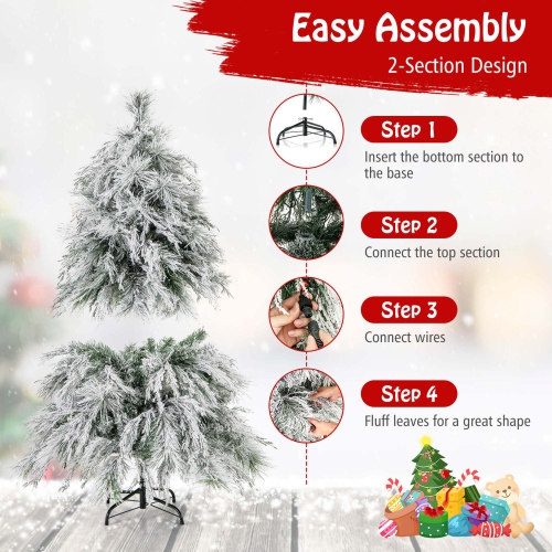 Costway 4.5 FT Pre-Lit Artificial Christmas Tree with 279 PVC & Pine Needles & PE Tips