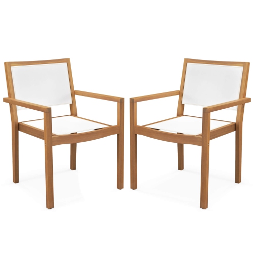 COSTWAY  Stackable Dining Chair Set Of 2 With Wear-Resistant Fabric & Breathable Backrest