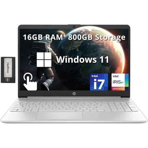 HP  15.6" Full HD Touchscreen Laptop, Intel I7-1255U Processor, 800GB Storage(512GB PCie SSD +288GB Docking Station Set), 16GB Ram, Windows 11 Home