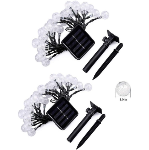 Jeu de lumières solaires d'extérieur YOULIGHTS, 2 boule de cristal à DEL Total 40 pi de 60 m, pour décorations extérieures pour abri de jardin