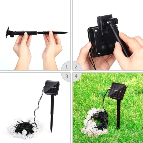 Jeu de lumières solaires d'extérieur YOULIGHTS, 2 boule de cristal à DEL Total 40 pi de 60 m, pour décorations extérieures pour abri de jardin