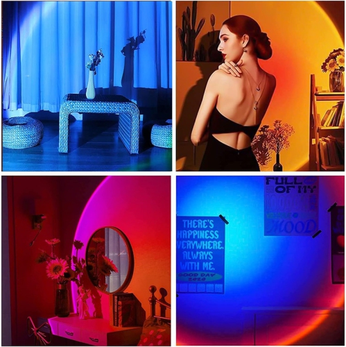 Projecteur de coucher de soleil YOULIGHTS, projecteur de nuit arc-en-ciel coucher de soleil 180° 16 modes à couleur variable 4, Vlog, photographie,