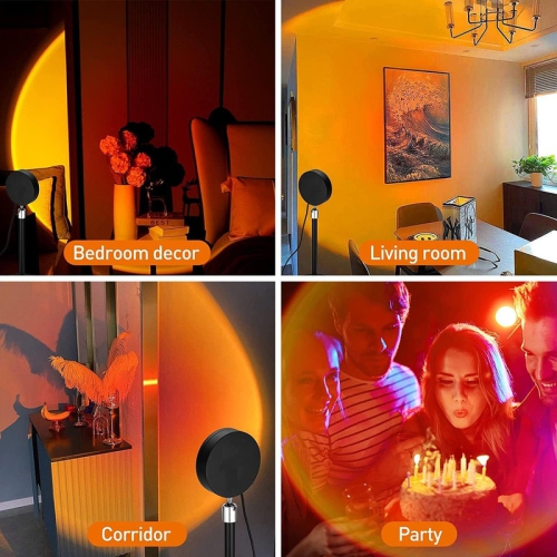 Projecteur de coucher de soleil YOULIGHTS, projecteur de nuit arc-en-ciel coucher de soleil 180° 16 modes à couleur variable 4, Vlog, photographie,