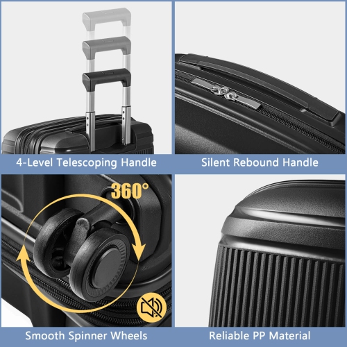 2 PCS Luggage Set 20" Carry-on Suitcase & 14" Cosmetic Case w/ TSA Lock USB Port