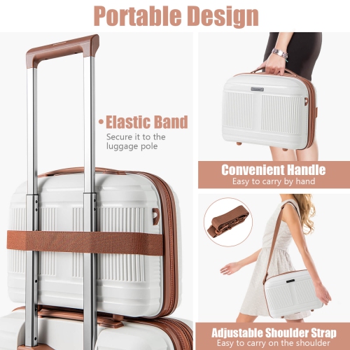 2 PCS Luggage Set 20" Carry-on Suitcase & 14" Cosmetic Case w/ TSA Lock USB Port