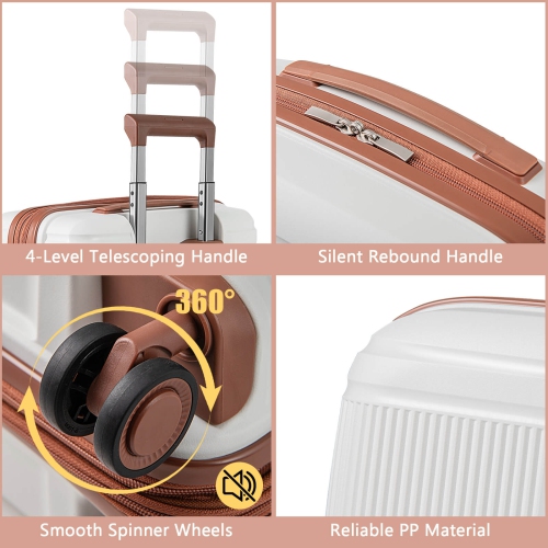 2 PCS Luggage Set 20" Carry-on Suitcase & 14" Cosmetic Case w/ TSA Lock USB Port