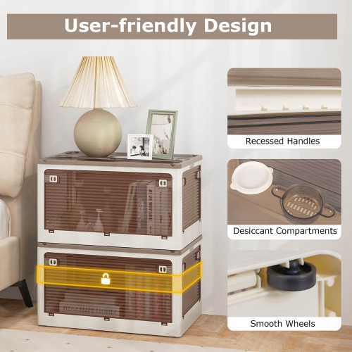 Costway 3 Pack Stackable Storage Bins with Lids 54 Gallon Collapsible Plastic Container Box