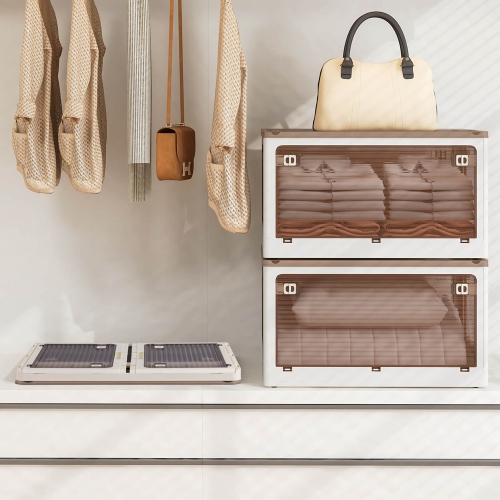 Costway 6 Pack Stackable Storage Bins with Lids 54 Gallon Collapsible Plastic Container Box