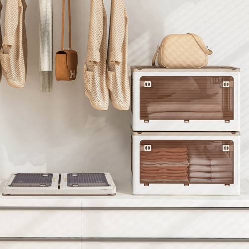 Costway 3 Pack Stackable Storage Bins with Lids 34.5 Gallon Collapsible Plastic Container Box