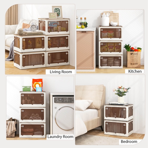 Costway 3 Pack Stackable Storage Bins with Lids 34.5 Gallon Collapsible Plastic Container Box