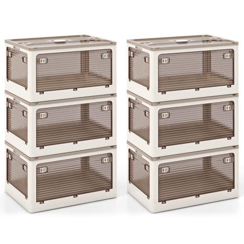 Costway 6 Pack Stackable Storage Bins with Lids 34.5 Gallon Collapsible Plastic Container Box