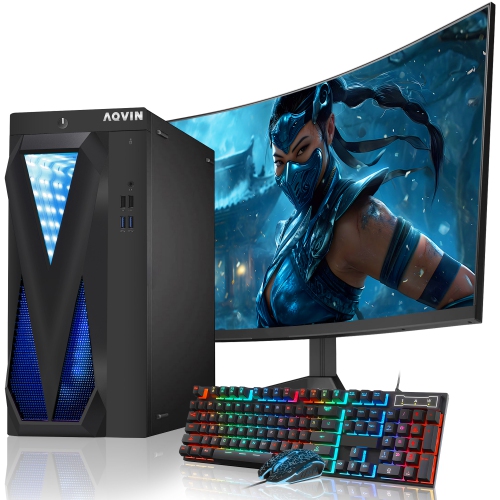 AQVIN  Refurbished (Excellent) - Gaming PC for Gamer/ Editing RGB Desktop Computer- Nvidia Gtx 1650 4GB (Intel Core I7 Cpu/ 32GB Ram/ 2Tb SSD/