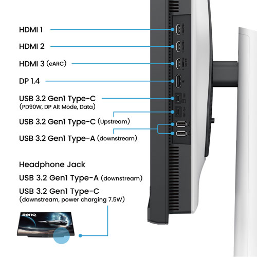 Moniteur ACL IPS UHD 4K gris à gris 1 ms 144 Hz 38 po de BenQ - Noir/Blanc