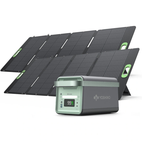 Yoshino K20SP22 Ultra-Light Solid-State Portable Power Station with Dual 200W Solar Panels