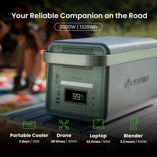 Yoshino B2000 SST Portable Power Station - 1,326Wh Capacity and 2,000W Output