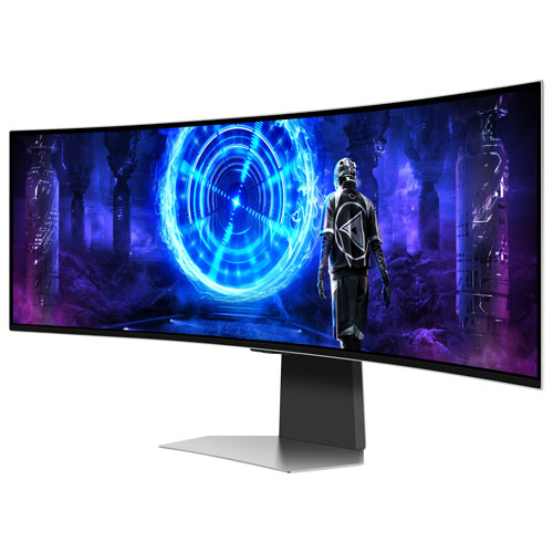 Moniteur de jeu G-Sync/FreeSync DELO incurvé QHD 240 Hz 49 po Odyssey G9 de Samsung avec temps de réponse de 0,03 ms gris à gris - Argenté