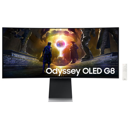 Samsung Odyssey G8 34" WQHD 175Hz 0.03ms GTG Curved OLED G-Sync/FreeSync Gaming Monitor - Silver