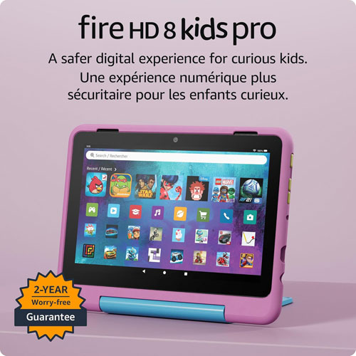 Tablette 8 po 32 Go FireOS Fire HD 8 Kids Pro d'Amazon avec étui mince à l'épreuve des enfants - Roi de la jungle