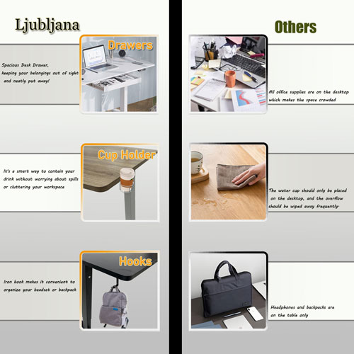 Ljubljana 47" Electric Height Adjustable Standing Desk Standing Desk - Vintage