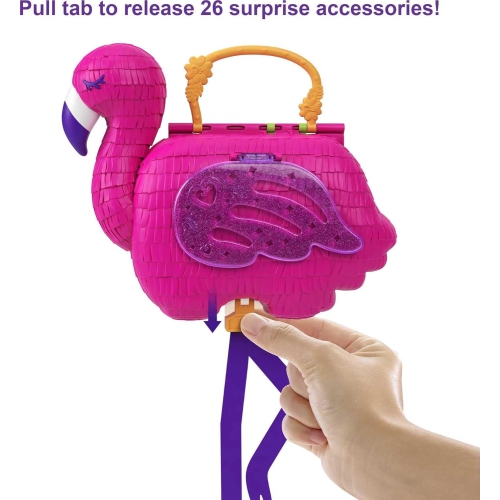 Mini jouets Polly Pocket | Grand coffret compact avec 2 micro-poupées et accessoires | Flamingo Party | jouets de voyage et cadeaux pour enfants