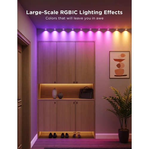 Govee RGBIC Indoor Downlights, Smart LED Lights Works with Alexa, 32.8ft with 50 LEDs, Music Sync, White