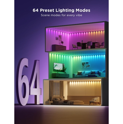 Govee RGBIC Indoor Downlights, Smart LED Lights Works with Alexa, 32.8ft with 50 LEDs, Music Sync, White