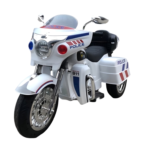 Moto à enfourcher électrique à 3 roues pour enfants R1800 12 V de Zoom Buggeez 2024 NEL - Blanc