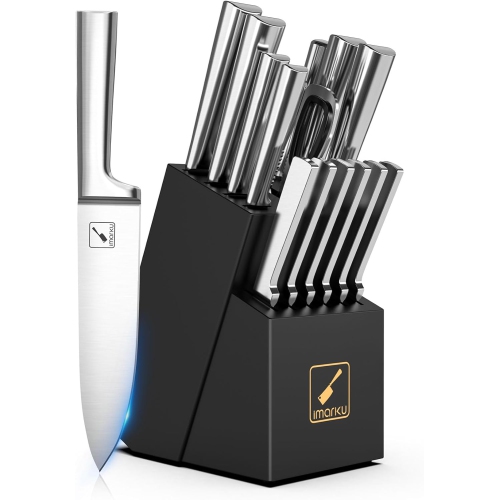 Knife Set - imarku 15PCS Kitchen Knife Set Japenese High Carbon Stainless Steel Knives Set for Kitchen, Dishwasher Safe Ulltra Sharp Professional Che