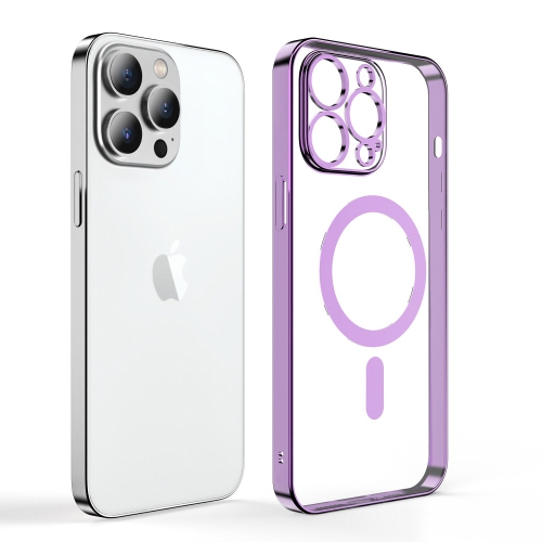 Étui magnétique MagSafe pour iPhone 16 plus d'Apple avec couvercle transparent électroplaqué antichoc HaloLock - Violet