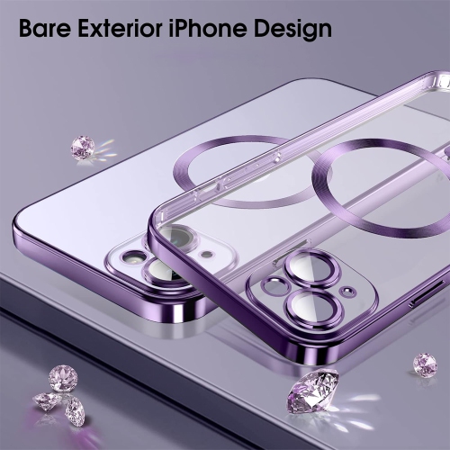 Étui magnétique MagSafe pour iPhone 16 plus d'Apple avec couvercle transparent électroplaqué antichoc HaloLock - Violet