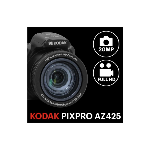 Appareil photo PIXPRO AZ425-BK 20&nbsp;Mpx, objectif grand-angle 24&nbsp;mm à zoom optique 42x, vidéo HD intégrale 1080p Appareil photo ACL de