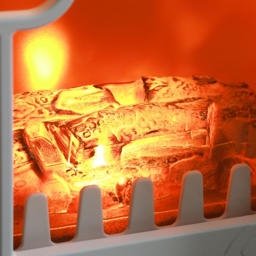 Foyer électrique, radiateur autonome portatif 1500 W 16 po, flamme réaliste 3D, réchaud intérieur blanc avec protection contre la surchauffe