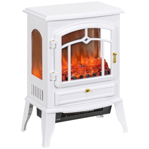 HOMCOM 22" Electric Fireplace Stove, 1500W Freestanding Fireplace Heater with Adjustable Temperature, Overheat Protection, Adjustable Brightness,