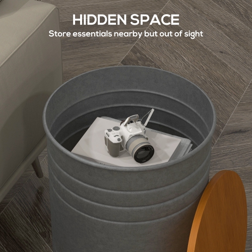 Tables gigognes HOMCOM, ensemble de 2 tables d'appoint, table basse ronde avec couvercle en bois amovible, cadre en métal et espace dissimulé, tables