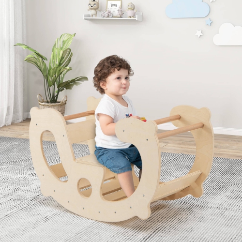 Costway 2-in-1 Rocking Horse Arch for Kids with Rocker Arch Climber Comfortable Backrest