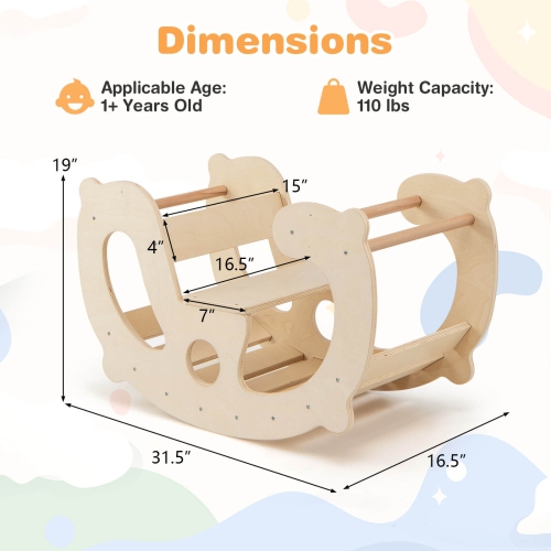 Costway 2-in-1 Rocking Horse Arch for Kids with Rocker Arch Climber Comfortable Backrest