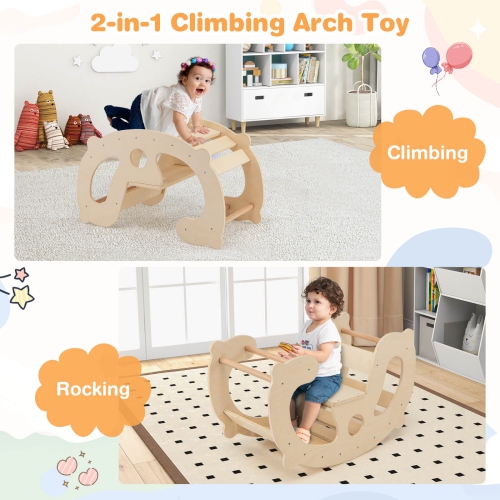 Costway 2-in-1 Rocking Horse Arch for Kids with Rocker Arch Climber Comfortable Backrest