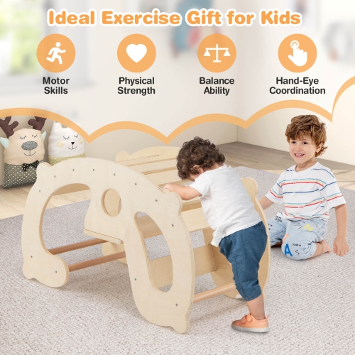Costway 2-in-1 Rocking Horse Arch for Kids with Rocker Arch Climber Comfortable Backrest