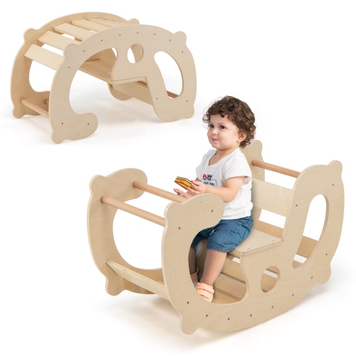 Costway 2-in-1 Rocking Horse Arch for Kids with Rocker Arch Climber Comfortable Backrest