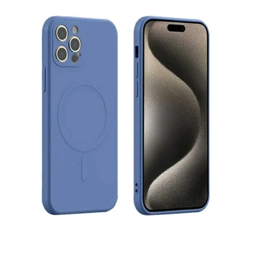 Pour iPhone 16 Pro d'Apple avec étui magnétique MagSafe et étui protecteur antichoc en silicone de HaloLock - Bleu